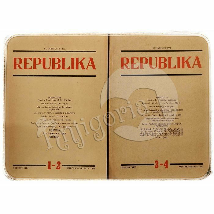 Republika časopis za književnost 1-12 / 1986. godina